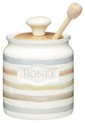 KitchenCraft Keramik-Honigtopf mit Holzlöffel