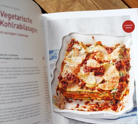 GU Kochbuch Matthias Riedl Johann Lafer Medical Cuisine Rezept vegetarische Kohlrabi Lasagne